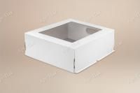 Коробка для торта с окном 400х300х120мм картонная белая 50/50