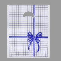 Пакет с вырубной ручкой (22х30)-12 Клетка синяя мини  100/5000