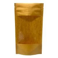 Пакет Zip-Lock Дой-Пак крафт (10,5х18,5)+(3,0+3,0) с окном 100мм 50/500