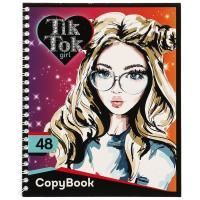Тетрадь 48л А5 клетка гребень обложка картон TIK TOK GIRL 1/80