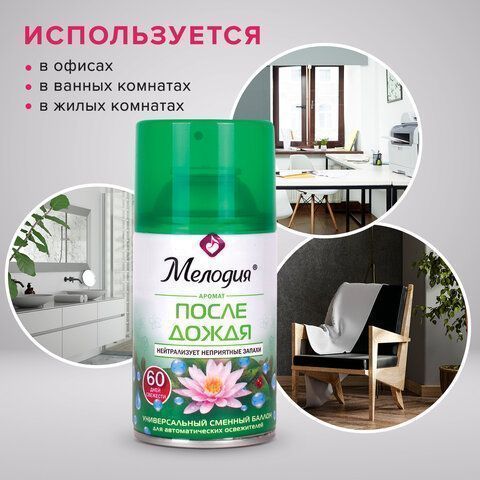 Картридж аэрозольный 250мл МЕЛОДИЯ После дождя для автом освеж универ сух расп 1/6 (клиент)