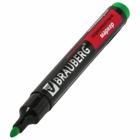 Маркер перманентный зеленый 3мм без клипа круглый наконечник Contract BRAUBERG 1/12