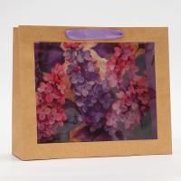 Пакет подарочный бумажный с окном (31х11х26) Сирень 1/200