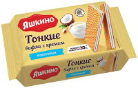 Продукты, Яшкино Вафли тонкие с кокосовым кремом 144г 1/26
