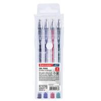 Набор гелевых ручек 4шт узел 0,5мм линия письма 0,35мм европодвес (син,чер,кр,зел) BRAUBERG Je 1/12