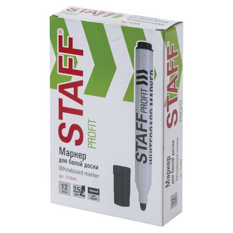 Маркер для доски черный 2,5мм круглый наконечник STAFF PROFIT 1/12