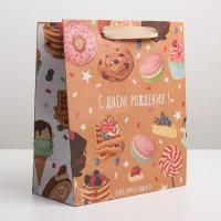 Пакет подарочный бумажный (23х27х11,5) крафт С днем рождения 1/300 Пакет подарочный бумажный (23х27х11,5) крафт С днем рождения 1/300