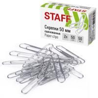 Скрепки 50мм 50шт большие оцинкованные в картонной коробке STAFF 1/10/300