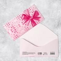 Конверт для денег 16,5х8см Розовый бант 10/10