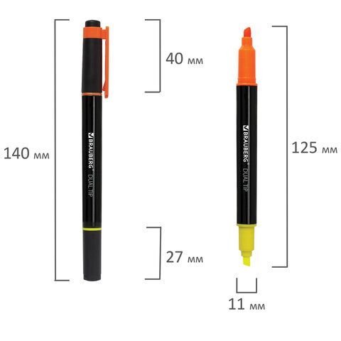 Текстмаркеры НАБОР 4шт 1-4мм двусторонние BRAUBERG АССОРТИ 1/24