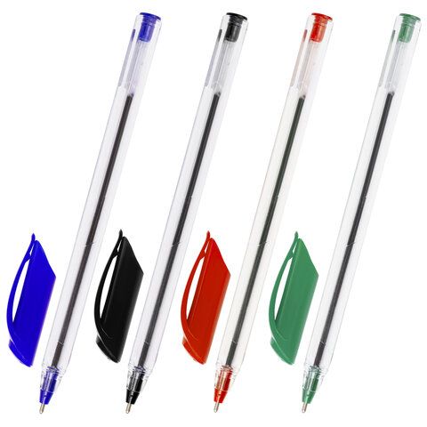 Ручки шариковые масляные НАБОР 4шт линия 0,5мм узел 1мм ассорти BRAUBERG 1/12