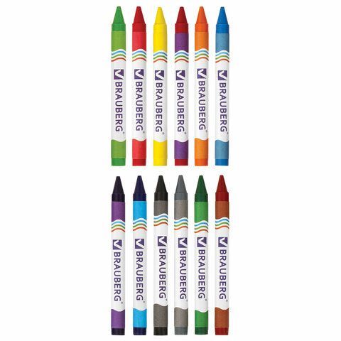 Карандаши восковые 12цв BRAUBERG 1/24/288