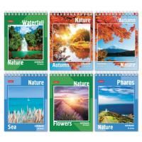 Блокнот 40л А6 110х145мм клетка гребень HATBER Пейзажи 1/6/96