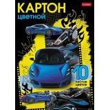 Цветной картон А4 10л 10цв мелованный Авто чемпион Хатбер 1/50