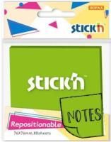 Блок самоклеящийся 76х76мм 80л зеленый неон Stick`n 1/12