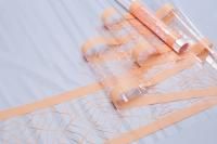 Ролик 70см х10м пленка полипропилен с рисунком Кайма Листья оранжевый пастель 1/10