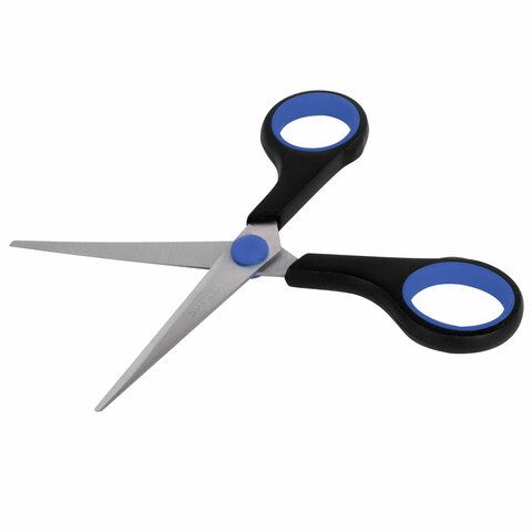 Ножницы 140мм метал черно-синие резиновые вставки SOFT GRIP Brauberg 1/12