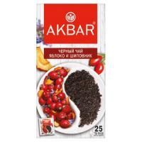 Продукты, Чай Акбар, со вкусом яблока и шиповника, 25 пак 1/6