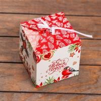 НГ Подарочная коробка 12х12х12см Снегирь  1/10/300