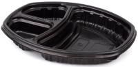 Ланч-бокс ПП 3-сек СпК-257-3 800мл овальный черный ПолиЭр 30/300 