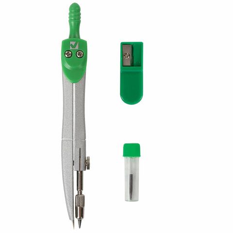 Готовальня 3 предмета циркуль 125мм точилка, грифель, пенал с европодвесом BRAUBERG 1/24