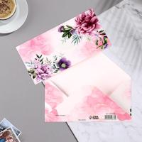 Конверт для денег 16,5х8см Универсальный! пионы 10/10