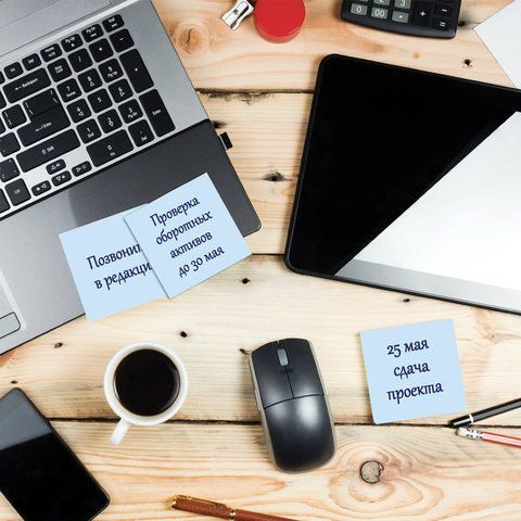 Блок самоклеящийся 76х76мм 100л голубой пастель STAFF 1/12