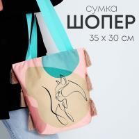 Сумка шоппер без молнии 31х38х1см Cat розовая 1/50