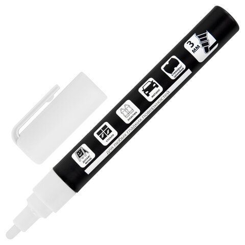 Маркер меловой белый 3мм стираемый BRAUBERG CHALK 1/10 (Клиент)