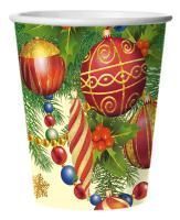 НГ Стакан бумажный 250мл Ёлочные украшения 10шт 1/48