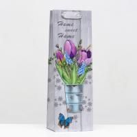 Пакет подарочный бумажный под бутылку (12х36х9) Тюльпаны 1/300 Пакет подарочный бумажный под бутылку (12х36х9) Тюльпаны 1/300