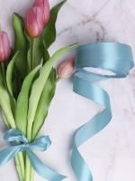 Лента атласная 25мм 25м аквамарин 5/5