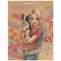 Пакет подарочный бумажный (33,5х45х15) крафт С Днем Рождения! 1/12