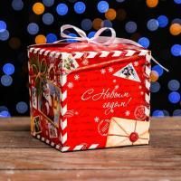 НГ Подарочная коробка 10х10х10см Дед Мороз 1/10/600