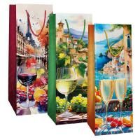 Пакет подарочный бумажный под бутылку (12,3х36х7,8) ламинир микс №6 1/12/360