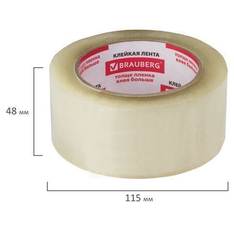Клейкая лента (скотч) (48х100) прозрачная толщина 45 микрон, BRAUBERG 6/36 (клиент)