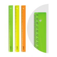 Линейка 30см пластиковая неоновая ассорти СТАММ  1/20/360