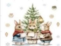 НГ Салфетки (33х33) 3-сл Зайцы у елки (20) 1/15