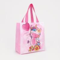 Сумка хозяйственная без молнии (23х22х11) Единорог роз ПВХ 1/12