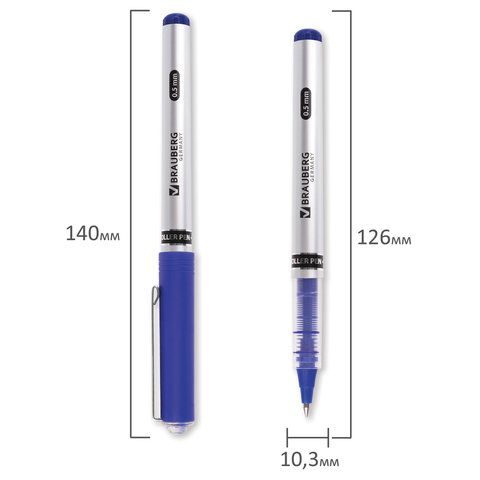 Ручка-роллер BRAUBERG Flagman СИНЯЯ корпус серебристый хром.детали 0,5мм линия 0,3 мм 1/12 (вывод)