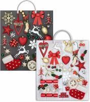 НГ Пакет с пластмассовыми ручками (40х44)-100 Коллаж сталь и беж ТИКО 10/100