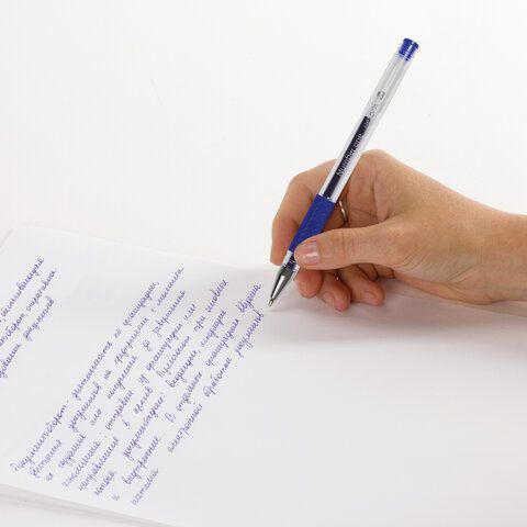 Ручка гелевая синяя 0,5мм Number One BRAUBERG 1/12