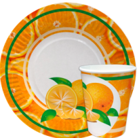 Тарелка картон с рисунком d-180 Апельсин 100/1600