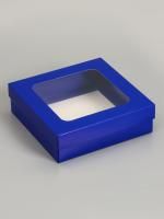 Коробка с окном 200х200х60см картонная синяя 5/275
