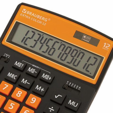 Калькулятор настольный BRAUBERG EXTRA-12-BKBU (206x155мм) 12разр дв питание ЧЕРНО-ОРАНЖЕВЫЙ 1/20