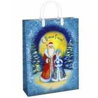 НГ Сумка пластиковая (30х40)-150 Морозные узоры Интерпак 1/40