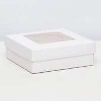 Коробка с окном 150х150х50мм картонная белая 5/350