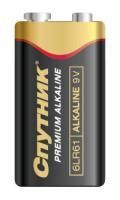 Элемент питания Спутник Premium Alkaline 6LR61/1В КРОНА блистер 1/10/120 