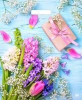 Пакет с вырубной ручкой (38х45)-60 Яркие гиацинты ламинат Тико 50/500 