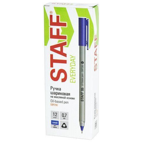 Ручка шариковая масляная синяя 0,7мм линия 0,35мм узел 0,7мм STAFF EVERYDAY 1/12